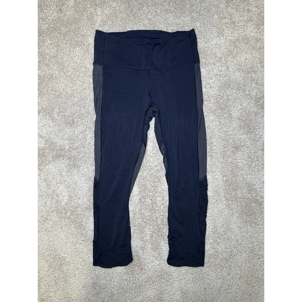 Lululemon Black High-Rise Leggings Side Criss Cross Mesh Detail *See Description